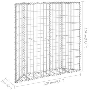 Jardinière surélevée en gabion en acier galvanisé argenté 39,4 x 7,9 x 39,4 po pour pots de fleurs et jardinières - Product Image 6
