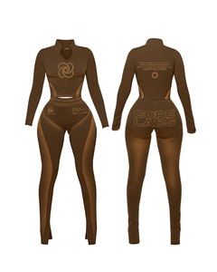 Conjunto de camiseta y pantalón de primera calidad con paneles transpirables y logotipo personalizado de transferencia térmica altamente reflectante. Conjuntos para mujer. - Product Image 4