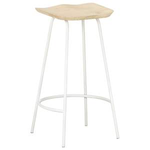Ensemble de 2 tabourets de bar en bois blanchi blanc - Product Image 3