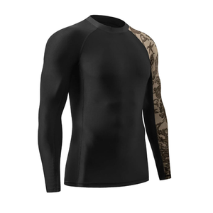 Full Sleeve Quick Dry Polyester <b>Compression</b> <b>Shirt</b> Men's <b>Black</b> Long Sleeve Rash Guard Custom Printed Right Sleeve Rash Guard - Product Image 3
