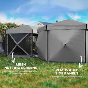 12FT X 12FT Dark Gray Hexagonal Pop up <b>Canopy</b> <b>Tent</b> with 5 Sidewalls Outdoor Shelter with Carry Bag - Product Image 5