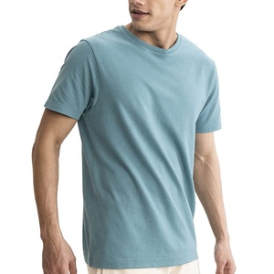Men Light-Blue Solid Color Quick Dry Short Sleeve Crew Neck T-Shirt Regular Fit Casual Summer Wear For Sale - Product Image 3