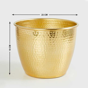 Jardinière en métal décorative pour plantes vertes, finition dorée, design martelé, jardinière de bureau en fer forgé faite à la main pour le salon - Product Image 4