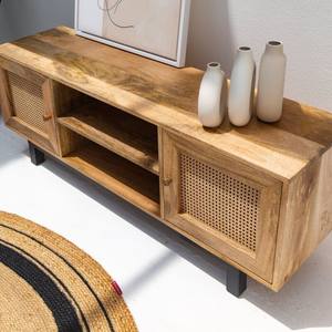 Meuble TV Vandana Novara Vertex en rotin, design moderne et naturel, console de divertissement tressée - Product Image 3