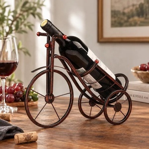 Porte-bouteille de vin pour vélo, support en métal, finition cuivre rustique, décoration de bar sculpturale, présentoir de table - Product Image 3