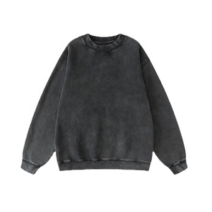 Moda de gran tamaño Unisex hombres sudadera Vintage cuello redondo logotipo personalizado piedra ácido lavado estampado venta al por mayor polar algodón 2025 - Product Image 6