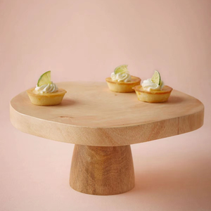 Support à gâteau en bois de qualité supérieure avec plateforme ronde pour la présentation de gâteaux, desserts et pâtisseries - Product Image 1