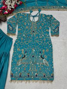 ZAIN EXPORT lanza un nuevo conjunto de fiesta de diseño con top, dhoti salwar y dupatta en crepé natural de secado rápido. - Product Image 6