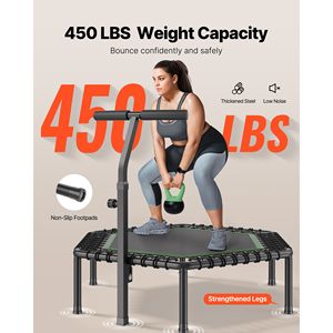54.5 Inch <b>Mini</b> <b>Trampoline</b> Fitness Rebounder 450 Lbs Max Load 3-Level Height Adjustable Quiet & Stable with Foam Safety - Product Image 2