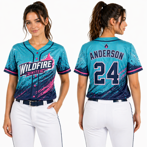 Uniforme de Béisbol Rosa Personalizado para Mujer, Jersey Sublimado, Ropa Deportiva Personalizada para Equipo, Suministro OEM - Product Image 3