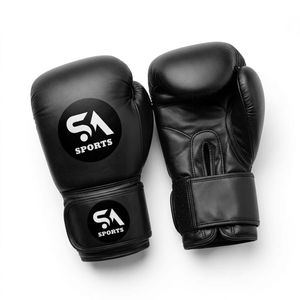 Gants de boxe en cuir noir imperméable, haute élasticité, protection contre les chocs, rembourrage triple couche, double couture renforcée - Product Image 1