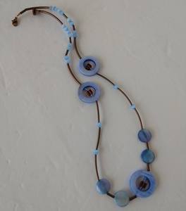 Blue <b>Resin</b> <b>Craft</b> Beaded Necklace Irregular Shape Fashion Statement Jewelry Accessory - Product Image 5