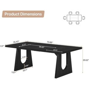 70\" Rectangular Wood <b>Dining</b> <b>Table</b> for 6-8 People for Kitchen Use - Product Image 4