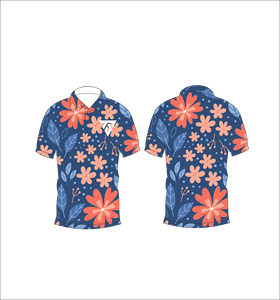 Polo con estampado floral azul marino para hombre, camisa de golf informal de manga corta para verano - Product Image 6