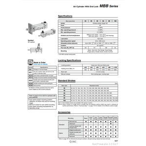 Modèle de cylindre pneumatique SMC MDBBC100-280-HN - Product Image 1