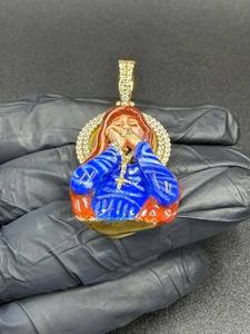 Colgante de la Virgen María con Diamantes CZ, Amuleto Religioso Chapado en Oro, Joyería Cristiana Unisex - Product Image 3