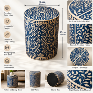 Handcrafted <b>Blue</b> Inlay Cylindrical <b>Storage</b> <b>Box</b> Decorative Home Decor Organizer Wholesale OEM ODM Custom - Product Image 5