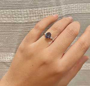 Anillo vintage de alejandrita, anillo que cambia de color, piedra de nacimiento de junio, anillo de plata maciza 925 con diamantes, anillo de promesa, anillos de regalo para mujer - Product Image 2