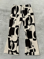 Pantalon évasé pour homme, imprimé abstrait noir et blanc, taille élastique, décontracté, léger, en polyester et élasthanne, pantalon d'été pour homme