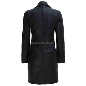 Abrigo largo de cuero negro hecho a medida para mujer OEM 2025 transpirable y 100% de alta calidad al por mayor nuevos abrigos de invierno teñidos lisos - Product Image 2