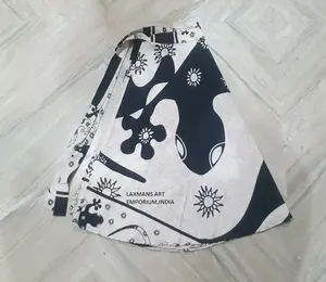 Popular Ladies Fashion Cotton Black & White Geko Prints Long Wrap Skirts Wholesale Supplier From India