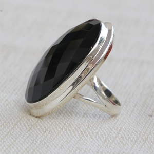 Chakra Cut Black Onyx <b>Ring</b> Natural Onyx Gemstone 925 <b>Silver</b> Protection Stone <b>Ring</b> <b>Men</b> Women Jewelry - Product Image 2