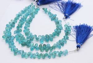 AAA Natural Sky <b>Blue</b> Apatite Smooth Tear Shape Briolette Smooth Light <b>Blue</b> Apatite <b>Beads</b> 5x7-6x8MM Sky Apatite Teardrop <b>Beads</b> - Product Image 6