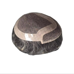 Peluca de Cabello Humano con Encaje Frontal para Hombre, Cabello Remy Indio, Cabello Taz, Ondulado Profundo de Bangladesh, Trama Única, 50% Gris - Product Image 6