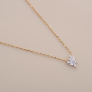 IGI Certified Lab Grown Diamond Snowflake Cluster Pendant in 9K Yellow / White & Rose Gold Marquise & Pear Shape Pendant - Product Image 1