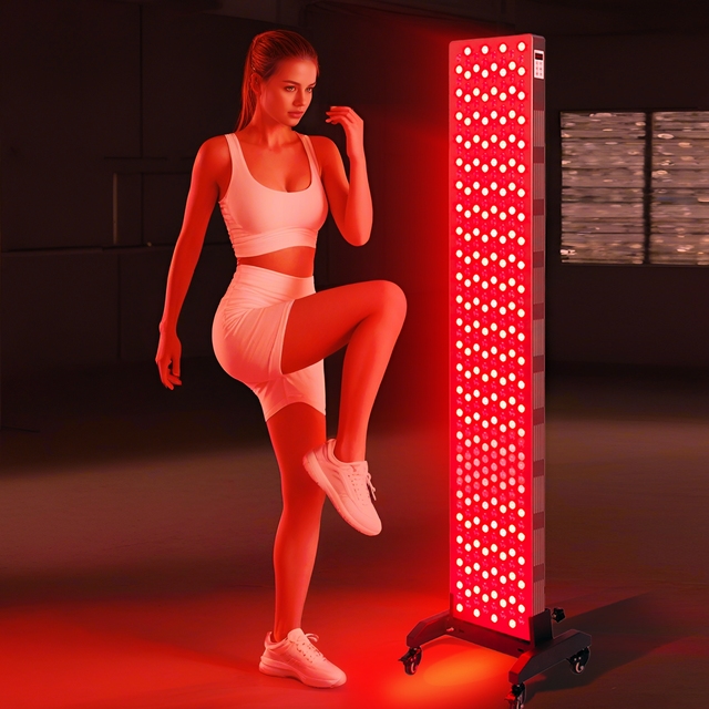 High Irradiance Standing Red Light Therapy Panel A400 | 400 LEDs 5-Wave R+NIR | Full Body Red Infrared Device Remote Control US
