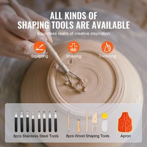 Tourne-poterie 350W, machine à modeler l'argile de 11 pouces avec poignée à vitesse réglable et commande au pied, ABS détachable - Product Image 3