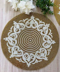Set de table artisanal personnalisé, écologique, à motifs floraux perlés, pour la décoration de la maison, artisanat haut de gamme - Product Image 3