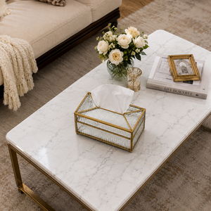 Vintage Textured Glass Tissue Box Holder <b>Antique</b> Gold Metal <b>Frame</b> Luxury Decorative Tissue Case for Home Hotel Vanity Table Deco - Product Image 5