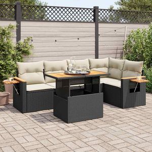 Conjunto de Sofá Modular Mediano de Ratán PE Negro para Jardín, Muebles Elegantes para Exteriores - Product Image 1