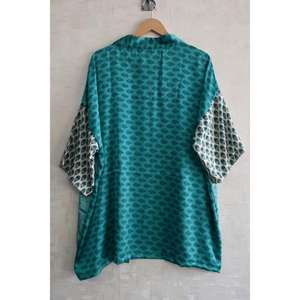 Kimono de Seda Indio Hecho a Mano para Mujer, Bata Corta Estampada para Dormir, Ropa de Estar en Casa - Product Image 5