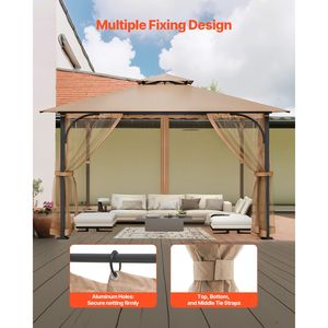 Rete di Ricambio per Gazebo 3x3x2,1m, Rete a 4 Pannelli Laterali per Giardino Esterno, Adatta alla Maggior Parte delle Tende per Gazebo - Product Image 3