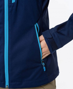 Veste à capuche en softshell bleu marine pour femme, fermeture éclair, coupe régulière, résistante à l'eau, vêtements d'extérieur - Product Image 6