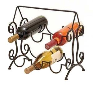 2 Tier Free Standing <b>Iron</b> Beverage Rack Artistic Detailing Vintage Sustainable Material-Perfect for Displaying Bottles <b>Holder</b> - Product Image 1