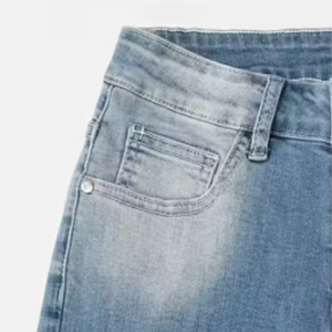 High Quality Canvas Denim Shorts Fashion High Waist Blue <b>Jeans</b> Casual Pants Elastic Waist <b>Drawstring</b> <b>Men</b> 180g Digital Printed - Product Image 4