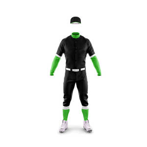 PITCHER INTERNATIONAL Ensemble de maillot et pantalon de baseball personnalisé noir et vert pour homme, 100 % polyester respirant, imprimé par transfert thermique - Product Image 2
