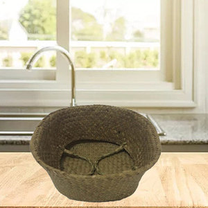 Organisateur de stockage tissé par panier décoratif en jonc de mer naturel rustique - Product Image 4