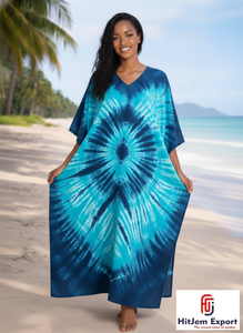 Women Printed <b>Kaftan</b> Dress Beach Cover Up Loose Fit <b>Summer</b> Wear Silk Cotton Rayon Polyester Bulk Order Supply - Product Image 4