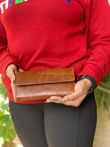 Atractivo y elegante bolso de mano de cuero Crunch para mujer, bolso de mano de cuero Vintage marrón, bolso de mano multiusos - Product Image 2