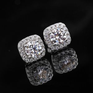 Cushion Halo Moissanite <b>Stud</b> Earrings Round Cut 925 Sterling <b>Silver</b> Classic Elegant Jewelry Gift For Women - Product Image 3