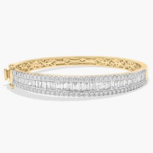 <b>Baguette</b> Diamond Channel Bangle <b>Bracelet</b> In Yellow Gold - Product Image 5