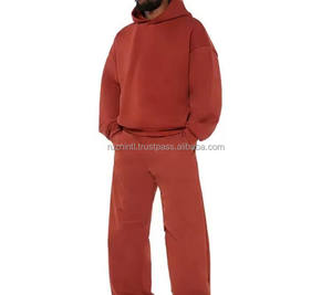 Survêtement d'hiver en molleton doux et léger 100% coton uni avec capuche et cordon de serrage, style streetwear pour adultes - Product Image 3
