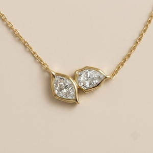 18K Yellow Gold Marquise Pear Cut Antique Bezel Setting IGI Certified Filled Lab Grown Diamond Classic Pendant <b>Charms</b> Women's - Product Image 1