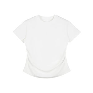 เสื้อยืดผู้หญิงคุณภาพสูง 280GSM สไตล์ลำลอง ล้างสีแบบแอซิด 100% ผ้าฝ้าย ระบายอากาศได้ดี ทรงเข้ารูป เอวเข้ารูป คอกลม สไตล์วิทยาลัย - Product Image 3