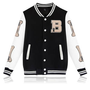 Chaqueta Varsity Negra Personalizada para Hombre con Mangas de Cuero, Bordado Chenille, Parches con Letras Bordadas, Chaqueta Bomber Varsity Letterman - Product Image 1