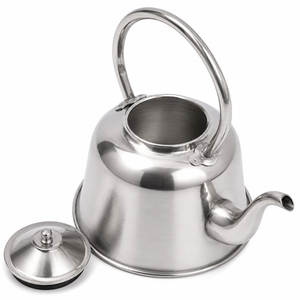 Bouilloire à thé en acier inoxydable avec poignée sans couvercle, pot à eau en métal pour la cuisine, théière artisanale en solde - Product Image 1